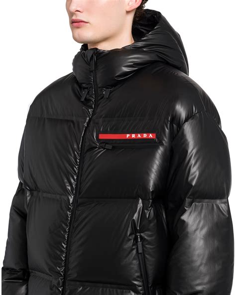 prada down jacket with hood|prada re nylon puffer jacket.